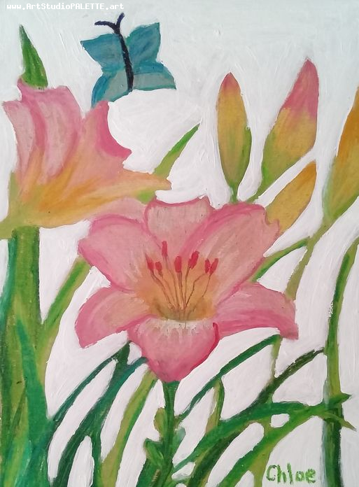 Art Studio PALETTE. Chloe Zhang Picture.  Mixed Media Plants Flowers 