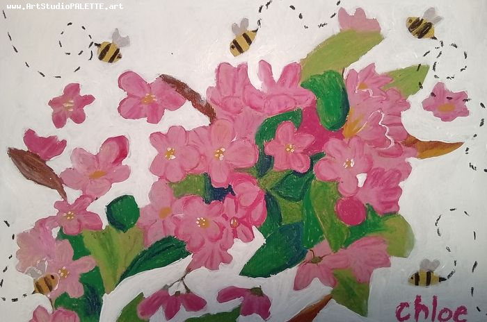 Art Studio PALETTE. Chloe Zhang Picture.  Mixed Media Plants Flowers 