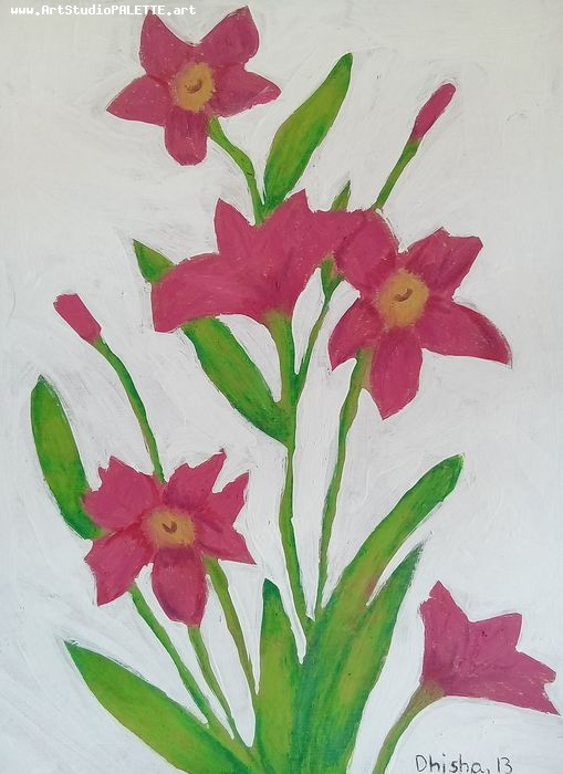 Art Studio PALETTE. Dhisha Senthil Picture.  Mixed Media Plants Flowers 