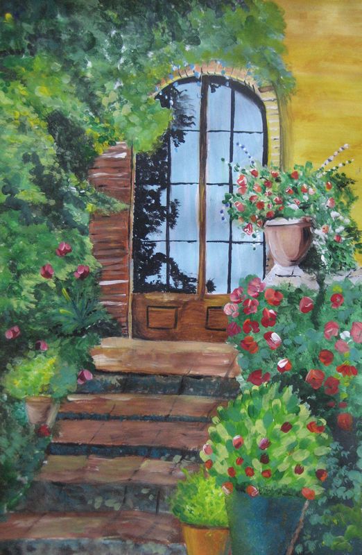 Art Studio PALETTE. Sandra Baraque Picture.  Tempera Plants Garden 