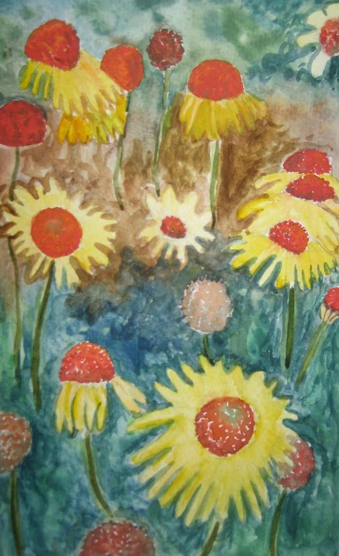 Art Studio PALETTE. Sandra Baraque Picture.  Watercolour Plants Flowers 
