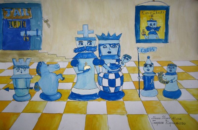 Art Studio PALETTE. Masha Pelekh Picture.  Tempera Fantasy Chess 