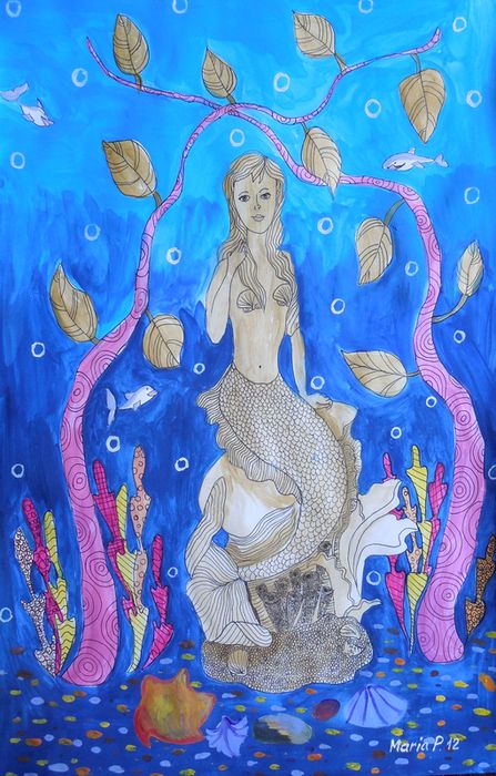 Art Studio PALETTE. Masha Pelekh Picture.  Watercolour, Ink Fantasy Mermaid 