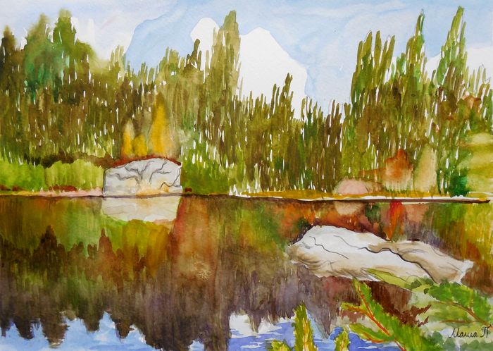 Art Studio PALETTE. Masha Pelekh Picture.  Watercolour Landscape Nature 
