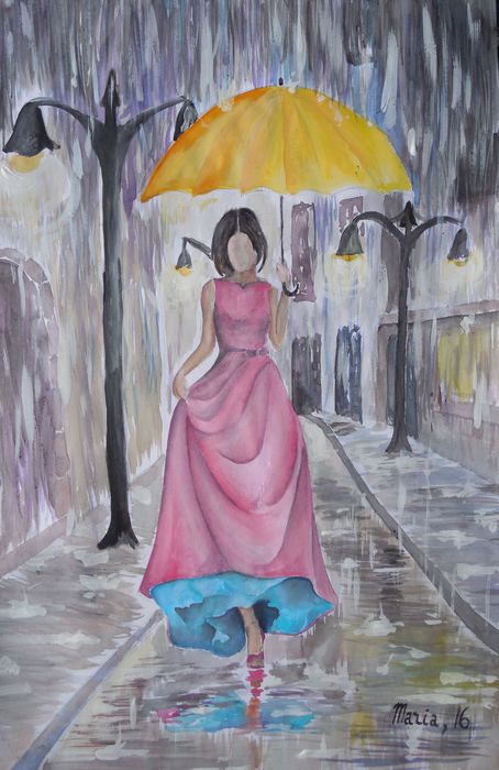Art Studio PALETTE. Masha Pelekh Picture.  Watercolour Design Umbrellas 