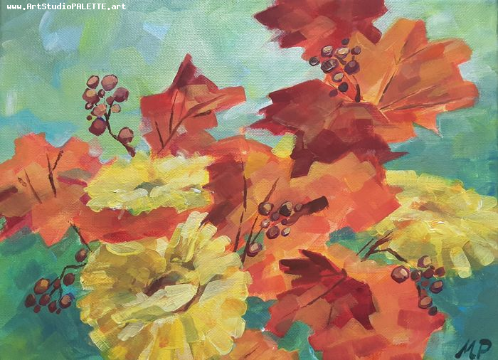Art Studio PALETTE. Masha Pelekh Picture. Canvas Acrylic Plants Flowers 