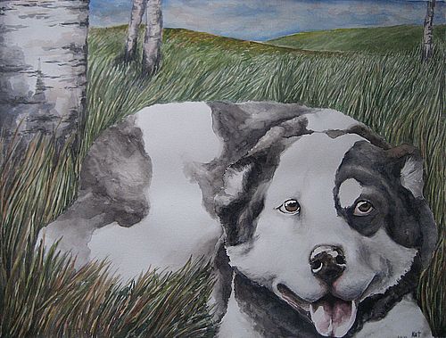 Art Studio PALETTE. Katya Akshentseva Picture. Fine Art Paper Watercolour Animals Dogs My Dog