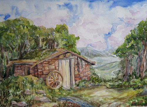 Art Studio PALETTE. Katya Akshentseva Picture. Fine Art Paper Watercolour Landscape Houses 