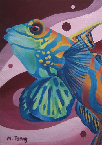 Art Studio PALETTE. Michelle Tseng Picture. Canvas Acrylic Animals Fish 