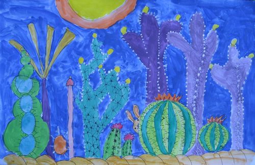 Art Studio PALETTE. Arina Guzhel Picture.   Plants Cacti 