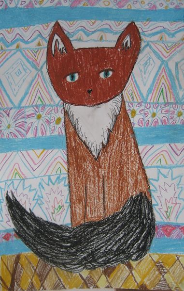 Art Studio PALETTE. Arina Guzhel Picture.  Coloured Pencil Animals Cats 