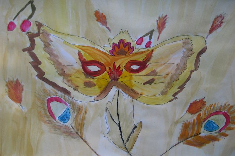Art Studio PALETTE. Arina Guzhel Picture.  Watercolour, Ink Fantasy Mask 