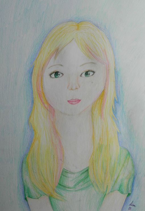 Art Studio PALETTE. Arina Guzhel Picture.  Coloured Pencil People Selfportrait 