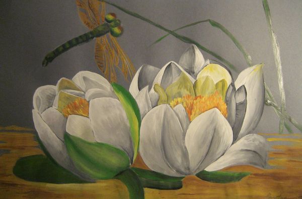 Art Studio PALETTE. Nastia Fendikevich Picture. Cardboard Acrylic Plants Flowers 