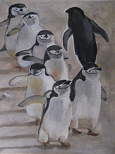 Art Studio PALETTE. Jacelyn Leo Picture. Fine Art Paper Watercolour   Penguins
