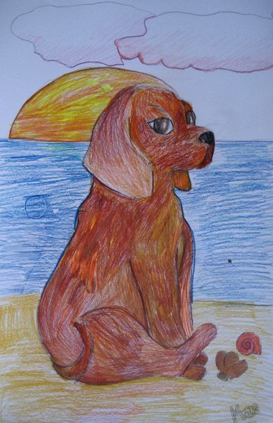 Art Studio PALETTE. Katya Silina Picture.  Coloured Pencil Animals Dogs 