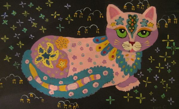 Art Studio PALETTE. Katya Silina Picture. Cardboard Tempera Dec. Art Cats 