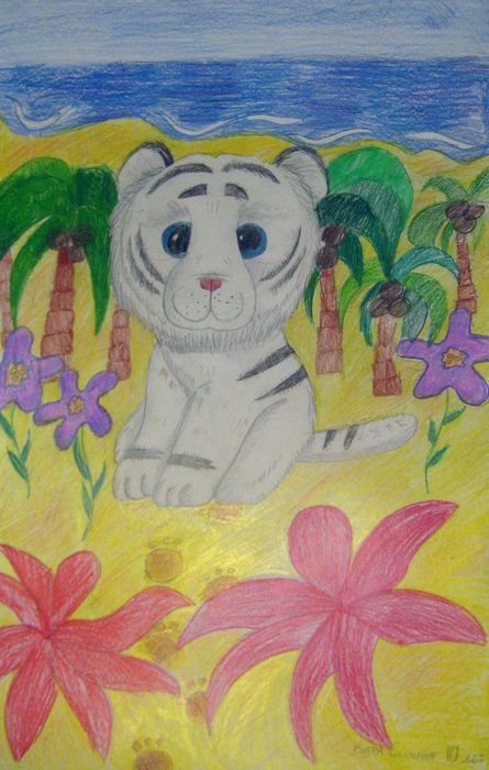 Art Studio PALETTE. Katya Silina Picture.  Coloured Pencil Animals Cats 