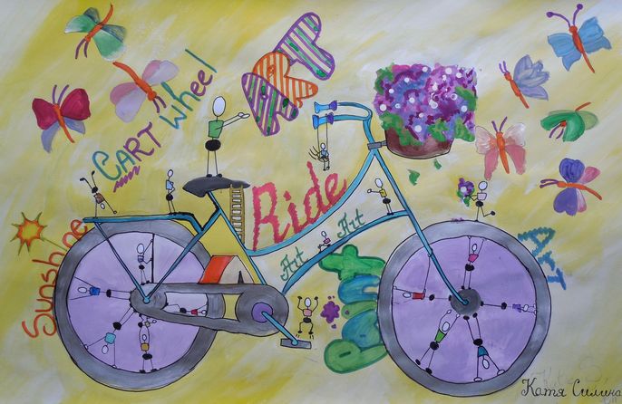 Art Studio PALETTE. Katya Silina Picture.  Watercolour, Ink Design Bicycle 