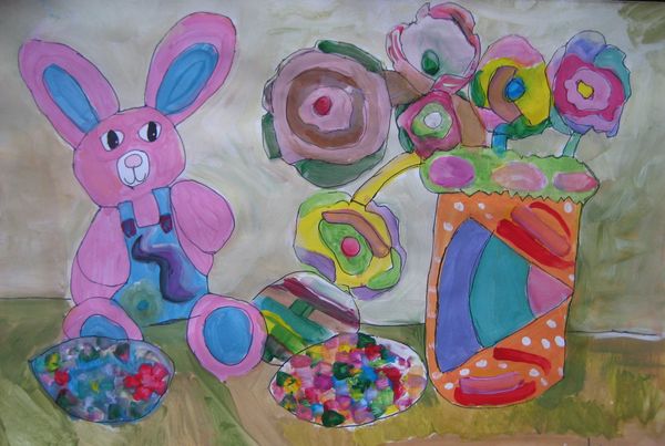 Art Studio PALETTE. Leena  Ballard Picture. Fine Art Paper Tempera Holidays Easter 