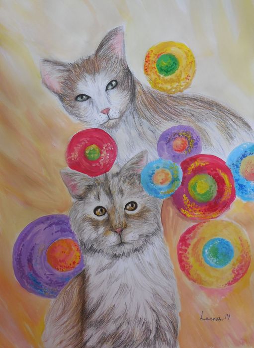 Art Studio PALETTE. Leena  Ballard Picture.   Animals Cats 