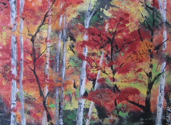 Art Studio PALETTE. Julia Handra Picture. Canvas Acrylic Landscape Fall 