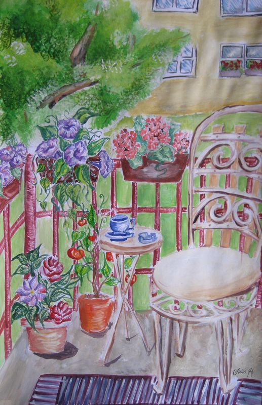 Art Studio PALETTE. Julia Handra Picture.  Tempera Plants Garden 