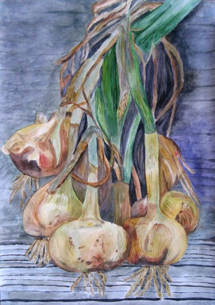 Art Studio PALETTE. Debra Sathanielle Picture.  Watercolour Still Life Fruits & Vegi 