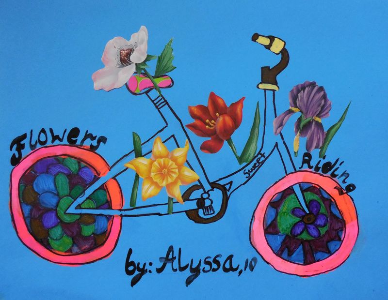 Art Studio PALETTE. Alyssa Lukose Picture.  Mixed Media Design Bicycle 