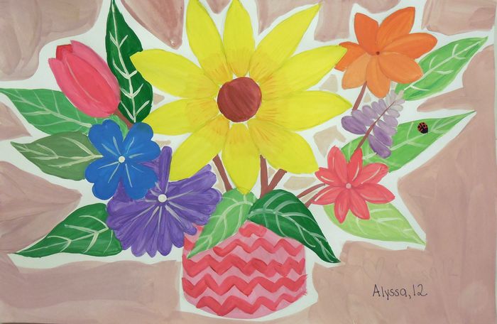 Art Studio PALETTE. Alyssa Lukose Picture.  Tempera Plants Flowers 