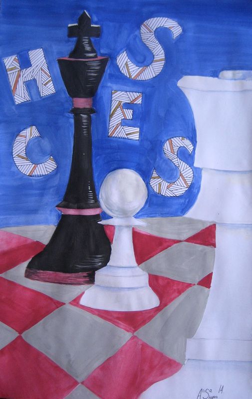 Art Studio PALETTE. Alisa Shapiro Picture.  Marker, Tempera Fantasy Chess 
