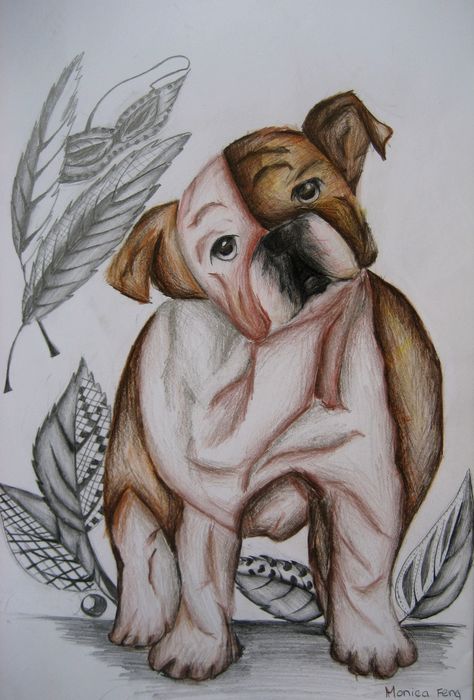 Art Studio PALETTE. Monika Feng Picture.  Coloured Pencil Animals Dogs Мой Друг