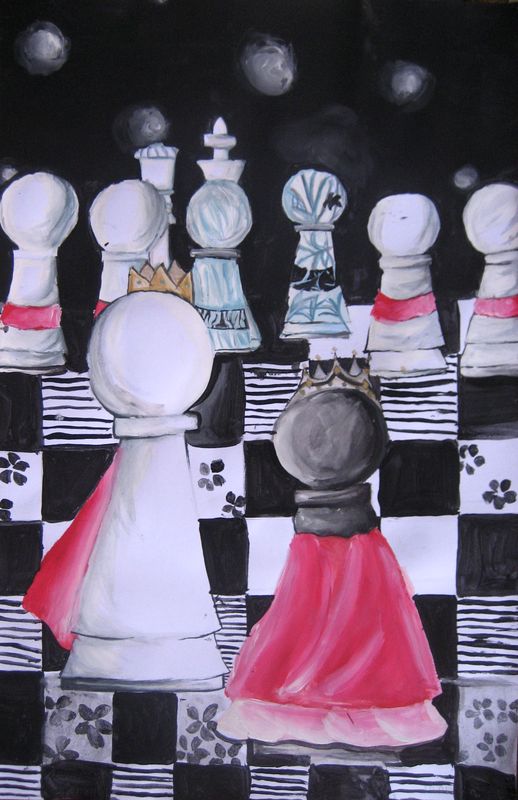 Art Studio PALETTE. Monika Feng Picture.  Tempera Fantasy Chess 
