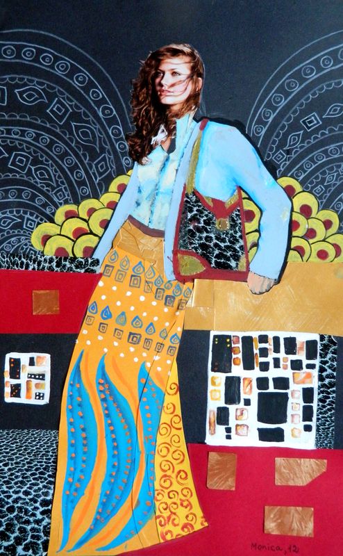 Art Studio PALETTE. Monika Feng Picture.  Mixed Media Inspired by Klimt 