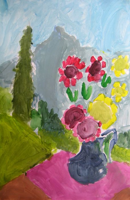 Art Studio PALETTE. Christopher Ballard Picture.  Tempera Plants Flowers 