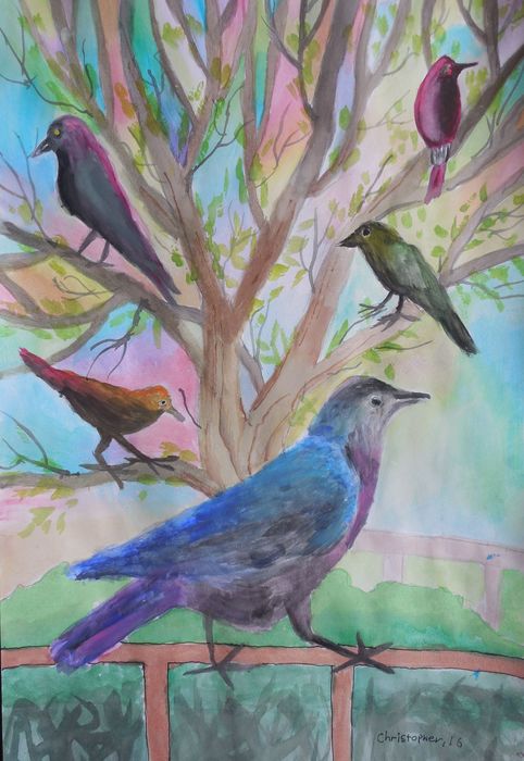 Art Studio PALETTE. Christopher Ballard Picture.  Watercolour Animals Birds 