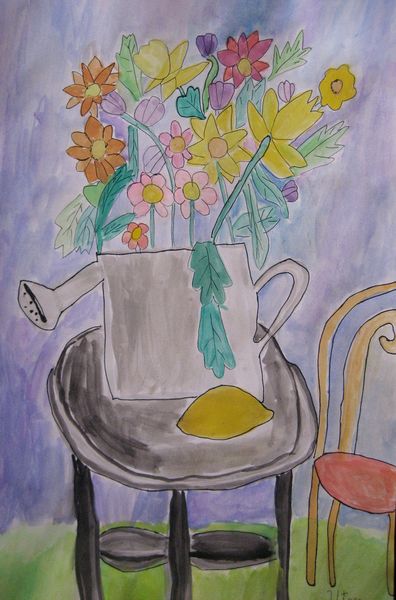 Art Studio PALETTE. Utae Kanauchi Picture.  Watercolour, Ink Inspired by Matisse 