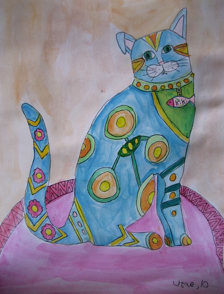 Art Studio PALETTE. Utae Kanauchi Picture.  Watercolour, Ink Dec. Art Cats 