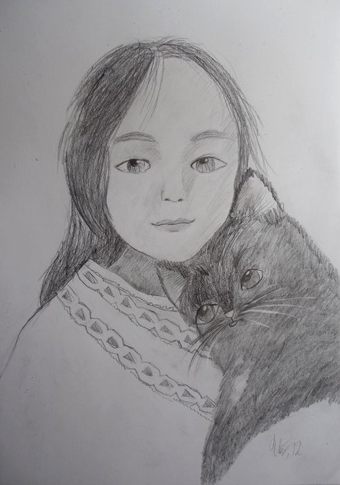 Art Studio PALETTE. Utae Kanauchi Picture.  Pencil People Portrait Love