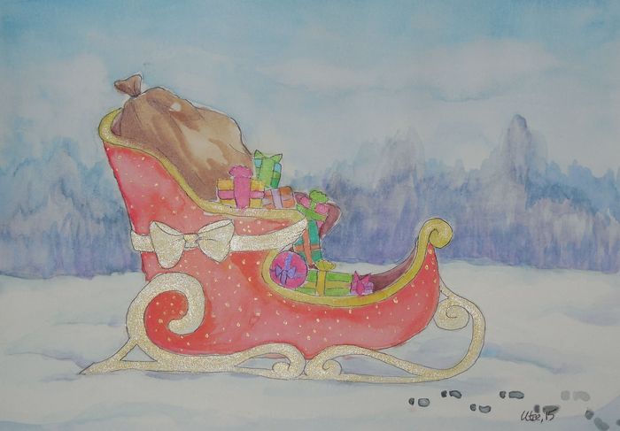 Art Studio PALETTE. Utae Kanauchi Picture.  Watercolour, Ink Holidays Christmas 