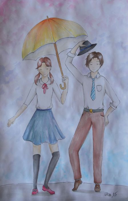 Art Studio PALETTE. Utae Kanauchi Picture.  Watercolour Design Umbrellas 