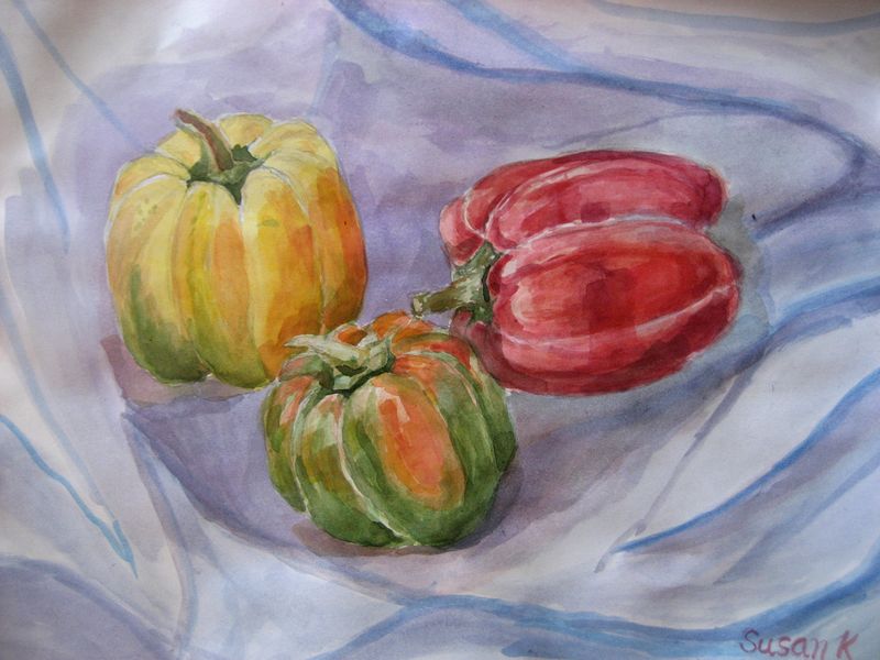 Art Studio PALETTE. Susan  Kuo Picture.  Watercolour Still Life Fruits & Vegi 