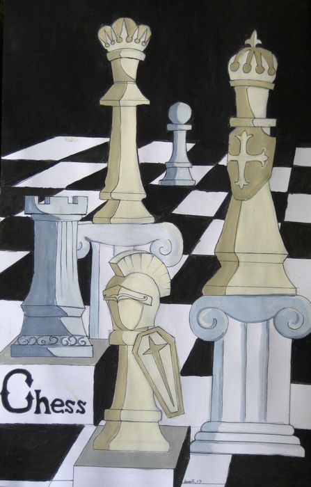 Art Studio PALETTE. Aaron Sham Picture.  Marker, Tempera Fantasy Chess Chess Drawing Contest Outstanding Award