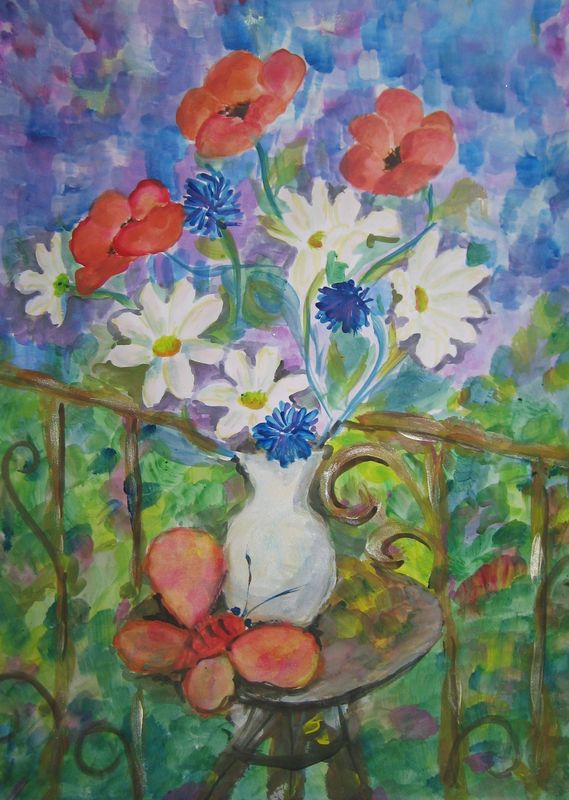 Art Studio PALETTE. Sandra Baiman Picture.  Tempera Plants Flowers 