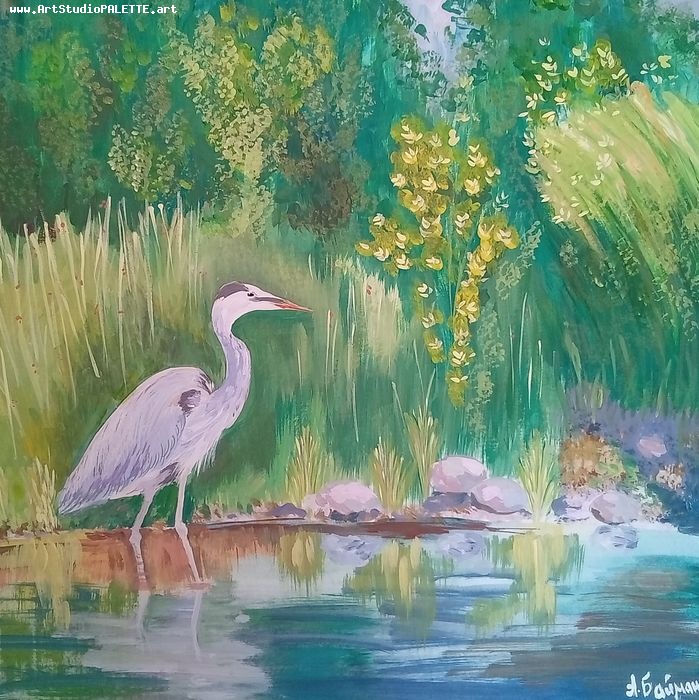 Art Studio PALETTE. Sandra Baiman Picture.  Tempera Animals Birds 