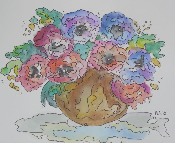 Art Studio PALETTE. Iva Staykova Picture.  Watercolour, Ink Plants Flowers 