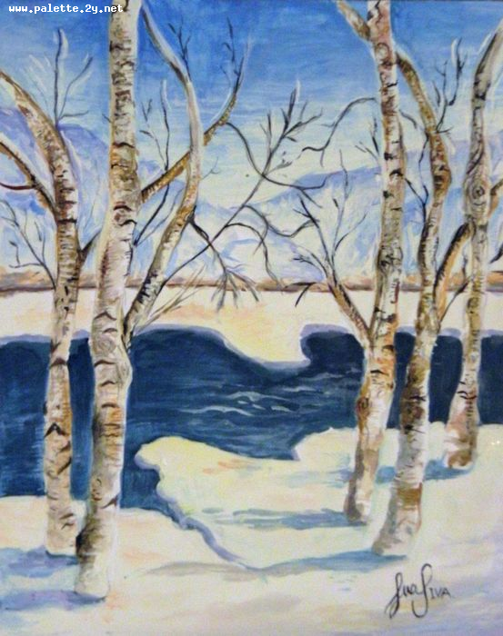Art Studio PALETTE. Iva Staykova Picture.  Tempera Landscape Winter 