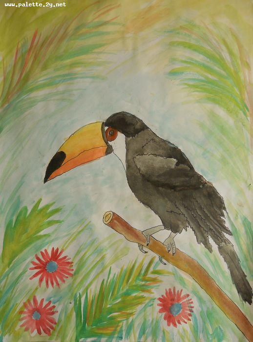 Art Studio PALETTE. Samuel Lukose Picture.  Watercolour, Ink Animals Birds 