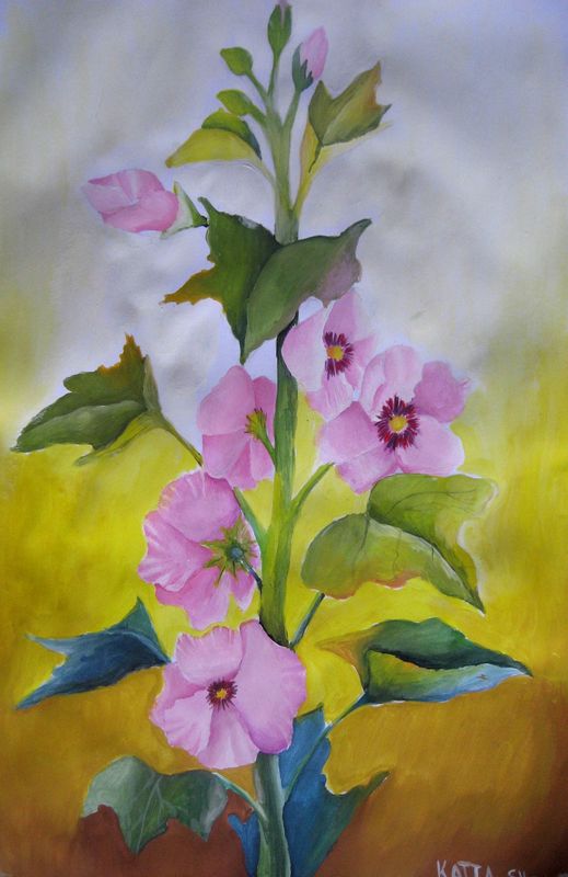 Art Studio PALETTE. Katia Skorokhod Picture.  Tempera Plants Flowers 