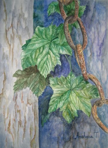 Art Studio PALETTE. Nastya Tesenkova Picture.  Watercolour Plants Leaves 